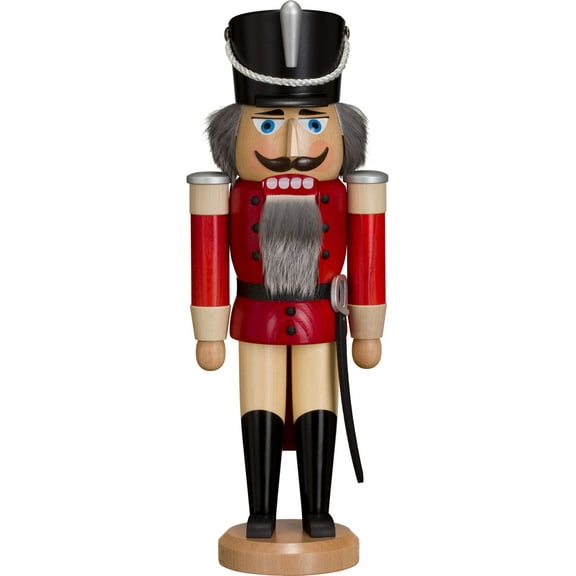 German nutcracker hussar ash-tree red, height 37 cm / 15 inch, original Erzgebirge by Seiffener Volkskunst SV 11212/1