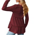 thumbnail image 4 of Azrian Women's Fall Long Sleeve Blouses Clearance,Plus Size Sweatshirt Winter Saving Clearance,Women's Fashion Color V Neck Pleated Long Sleeve Loose T-shirt on Sale, 4 of 5