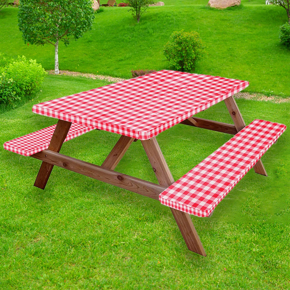 Picnic Table Tablecloth Cover with Picnic Bench Covers, Fitted Vinyl
