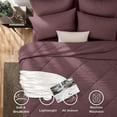 thumbnail image 3 of Flymme Queen Comforter Set 7 Pieces, Bed in a Bag Modern Diamond Pattern Bed Set Soft Microfiber Complete Bedding Sets,Eggplant Purple, 3 of 9