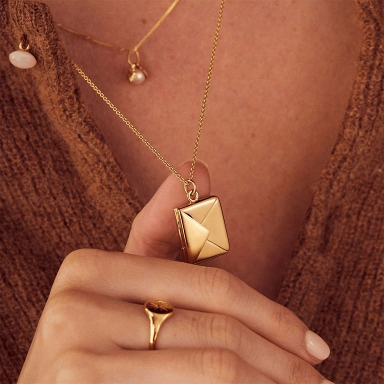 Love Letter Envelope Necklace for Women Stainless Steel Heart