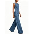 thumbnail image 5 of SZJXBUY Plus Size Denim Jumpsuits for Women Summer Casual Crewneck Wide Leg Sleeveless Jean Rompers Lightweight Loose Distressed One Piece Overalls Blue,S, 5 of 6