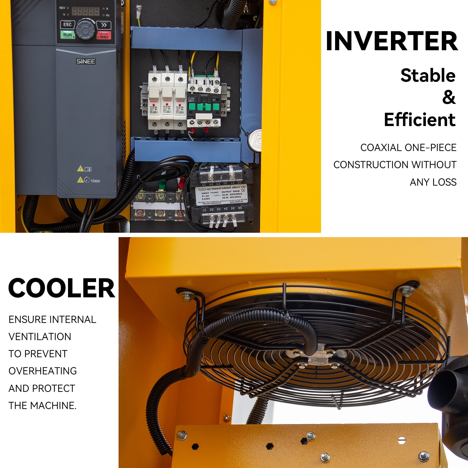 HPDAVV 208-230V Universal Variable Frequency Motor Rotary Screw Air Compressor - 10HP/7.5KW Single/Three-phase compatible - 39CFM@115PSI Base Mounted Commercial Air Compressed System