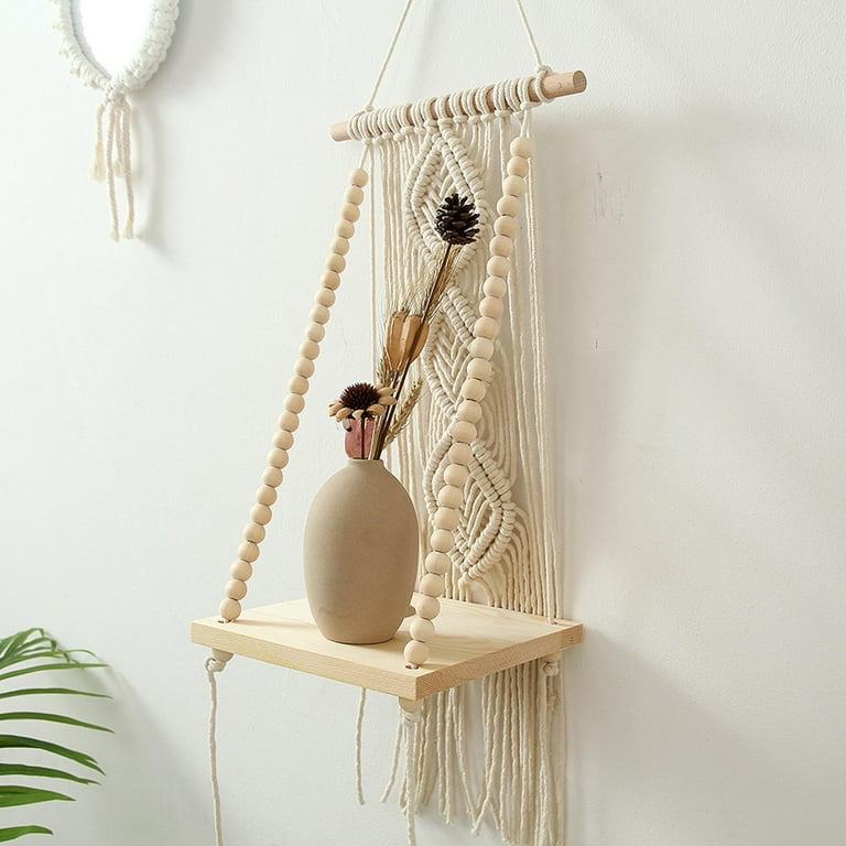 Handmade Macrame Wall Hanging Shelves-Decorative Floating Bohemian
