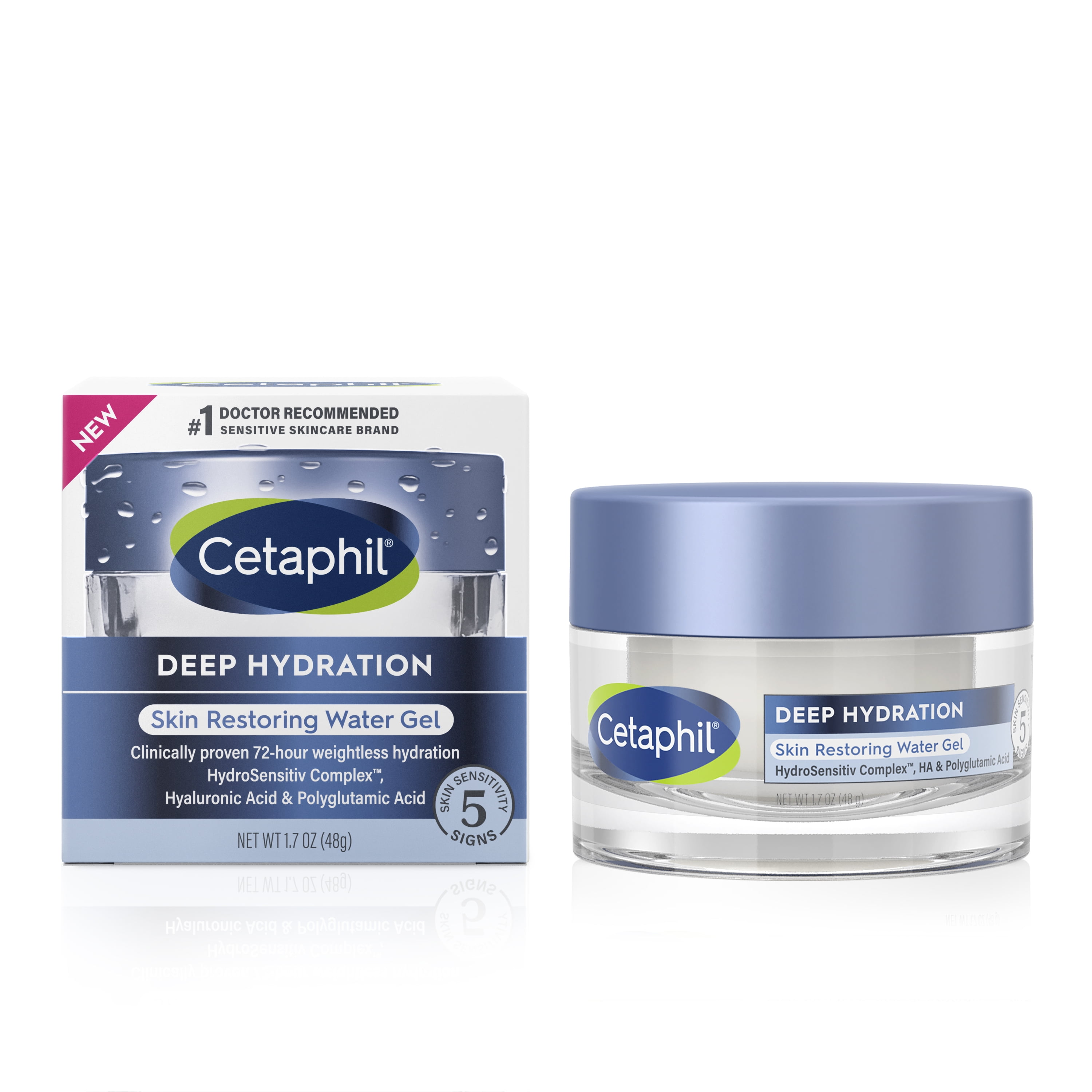 CETAPHIL DEEP HYDRATION Skin Restoring Water Gel Face Moisturizer, 72