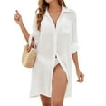 thumbnail image 1 of YFELWZ Womens Plus Size Swimsuits Spring Summer Knit Bikini Cover Up With Sun White One Size, 1 of 9
