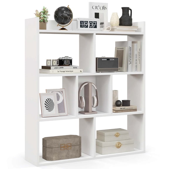 Costway 1 PCS 7-cube Bookcase Open Storage Shelf with Anti-tipping Kits for Living Room White