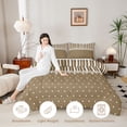 thumbnail image 4 of Castle Fairy Retro Vertical Stripe Full Size Comforter Sets 3-Piece,Minimalist Heart Dot Bedding Comforter Set,Coffee Brown White,Reversible,1 Comforter and 2 Pillowcases, 4 of 6