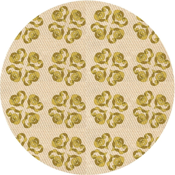 Ahgly Company Indoor Round Patterned Golden Blonde Gold Area Rugs, 8' Round