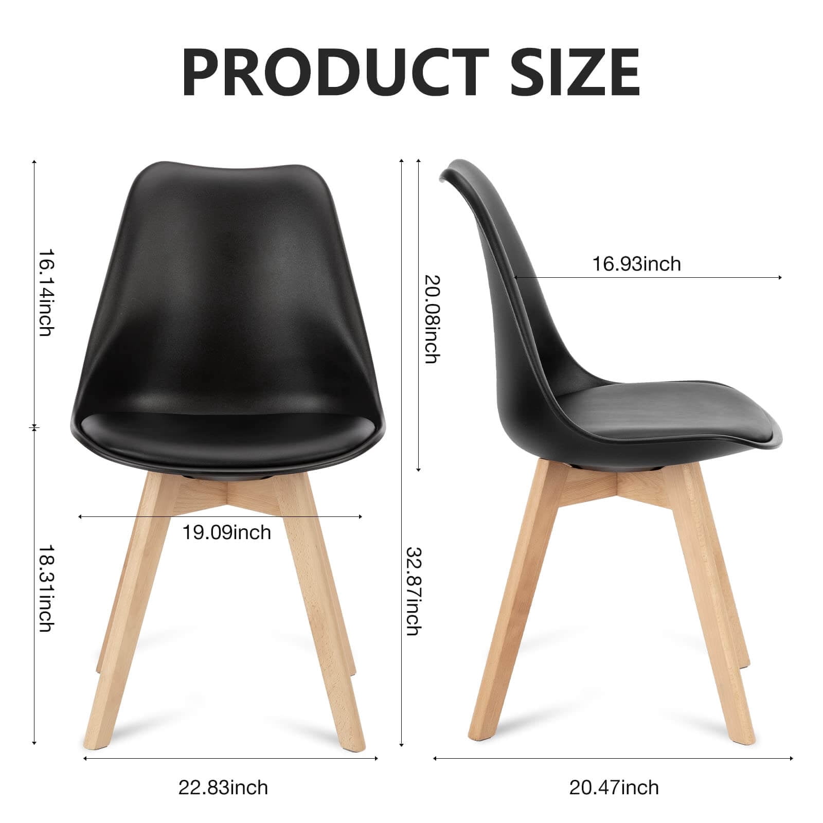 PU Leather Dining Chairs with Wood Legs – Indoor & Outdoor Use