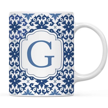 

11oz. Ceramic Coffee Tea Mug Gift Moroccan Monogram Initial Letter G 1-Pack for Her Birthday Christmas Ideas Mom Daughter Family Friend Bridesmaids Coworker Includes Gift Box