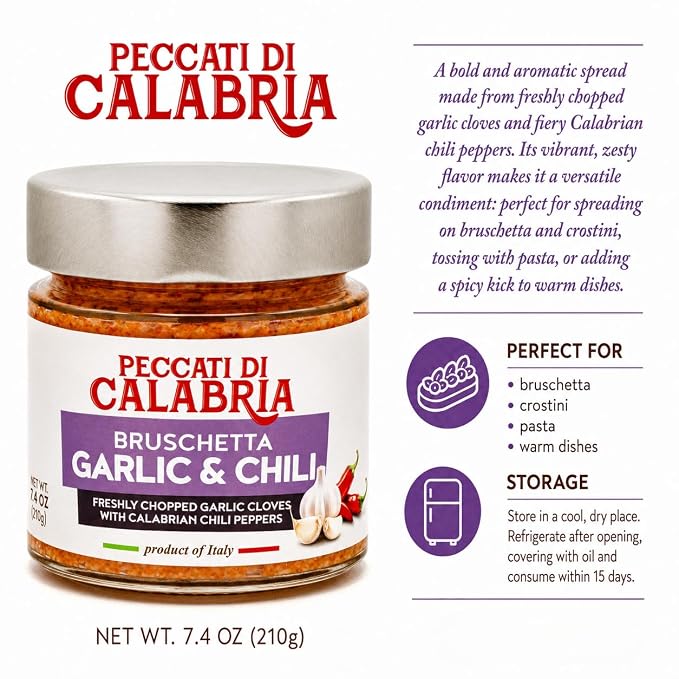 Peccati di Calabria Hot Garlic & Chili Bruschetta Spread 7.4 oz (210g)
