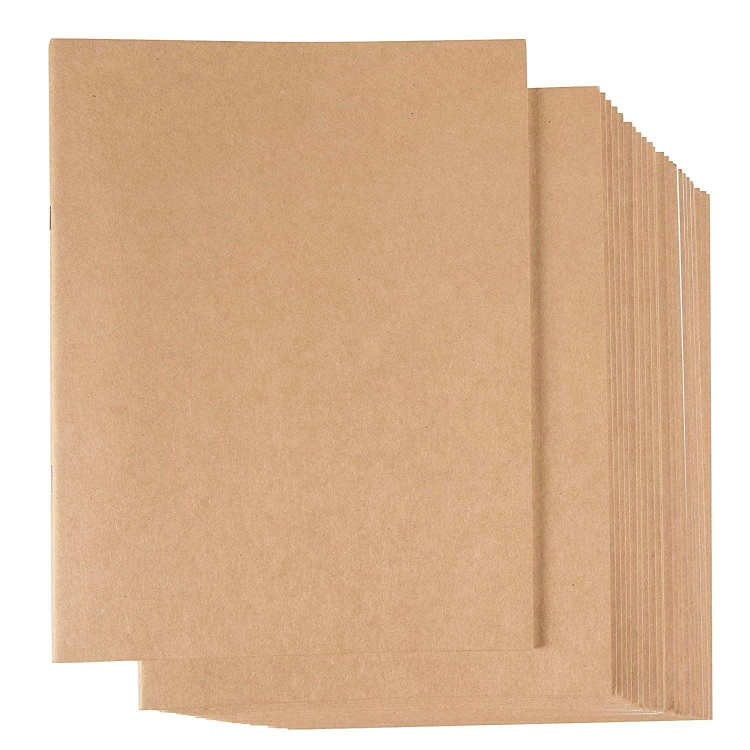 Brown Unruled Plain Travel Journals for Students Class Projects 5.5 x 8.5 Inches 24-Pack Unlined Blank Books Childrens Writing Books Half Letter Sized School 24 Sheets Each Kraft Notebook