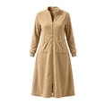 thumbnail image 4 of Qingpeng Womens Zip Up Long Robe Mock Neck Full Zip Sleepwear with Front Pockets Solid Color Warm Winter Lounge Gown, 4 of 6