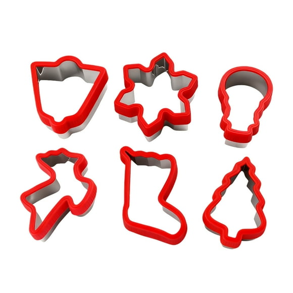 Stainless Steel Winter Holiday Cookie Cutter Set for Festive Baking Includes Six Classic Seasonal Shapes 6PCS