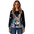 thumbnail image 4 of Fabrcox S-5XL Bunny Rabbit Scrub Jacket Women Long Sleeve Snap Front Scrubs Tops for Women Easter Animals Pattern Nurse Uniform with Pocket, 4 of 5