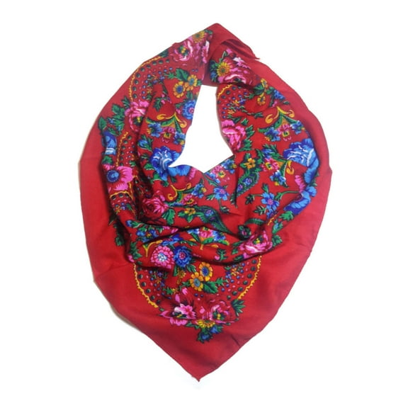 Traditional Polish Folk Head Scarf - Red