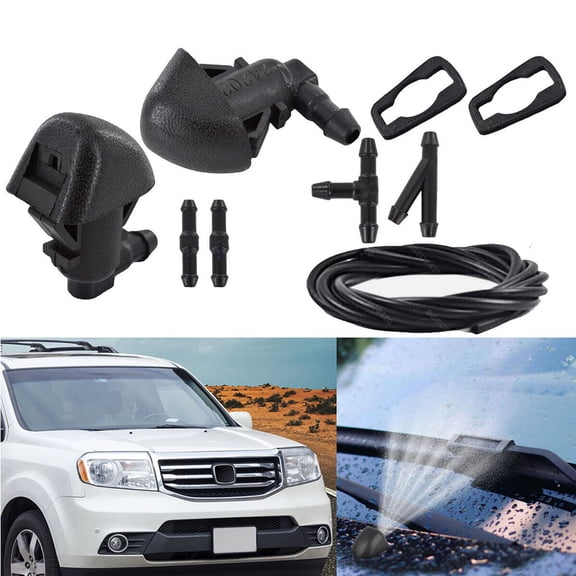 Windshield Washer Nozzles Kit, 76810-SZA-A01ZA Wiper Spray Washer Jet and Fluid Hose with Connectors for Honda Pilot 2009-2012 2014 2015