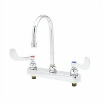 T&S Brass - 8''c/c Deck Mount Workboard Faucet,4''Wrist Action Handles,133X Swivel Gooseneck