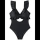 thumbnail image 1 of Traje de Baño de una Pieza para Mujer, con Control de Abdomen, Volantes, Cuello en V, Fruncido, Corte Adelgazante. Negro XL, 1 of 7