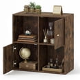 thumbnail image 6 of Giantex cube Bookcase, Wooden Bookshelf w/4-cube, Display Compartment Cabinet forBedroom, Living Room, Brown, 6 of 6