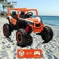 thumbnail image 2 of Geetinfly 24V 7Ah 2 Seater Ride On UTV Car for Kids, 4WD/2WD Switch, Electric Vehicle with Parental Remote Control, 19" Wide Seat, EVA Tires, 3 Speeds, for Kids Aged 3-8 - Orange, 2 of 8