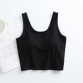 thumbnail image 2 of hotojiny Tank Tops for Women Summer Cute Sleeveless Henley Shirts Solid Cropped Basic Tees with Built in Bra Beach Vacation Clothes, 2 of 6