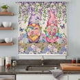 thumbnail image 4 of Blue Purple Gnomes Semi Sheer Curtains Drapes for Living Room,Bedroom,French Doors Window 63 Inches Long,Spring Vintage Hydrangea Flower Leaf Rod Pocket Chiffon Curtain Drapery Voile Draperies Panel, 4 of 8