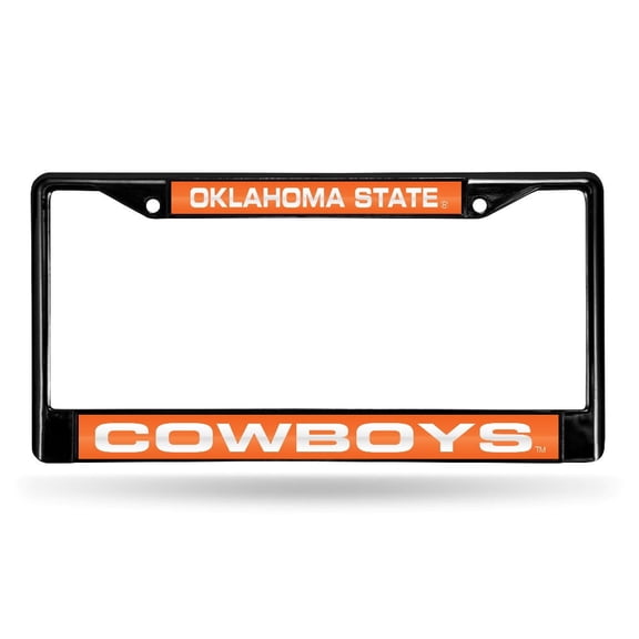 Oklahoma-St-OSU-Cowboy's Black Metal License Plate Frame Holder