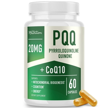 PQQ Supplement 20mg for Mitochondrial Biogenesis & Energy Support | Ultra PQQ Formula with CoQ10 | 60 Ct