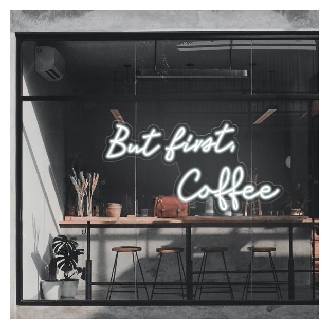 Letrero De Neón But First Coffee, Ideal Para Decoración De Pared De Cocina Retro, Con Luz Regulable De 22cmx40cm