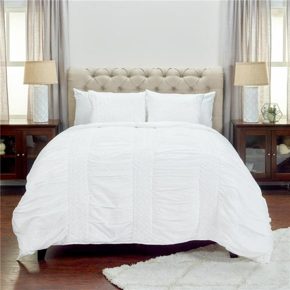 White Queen Size 100 Percent Cotton 300 Thread Count Machine Washable Down Alternative Comforter