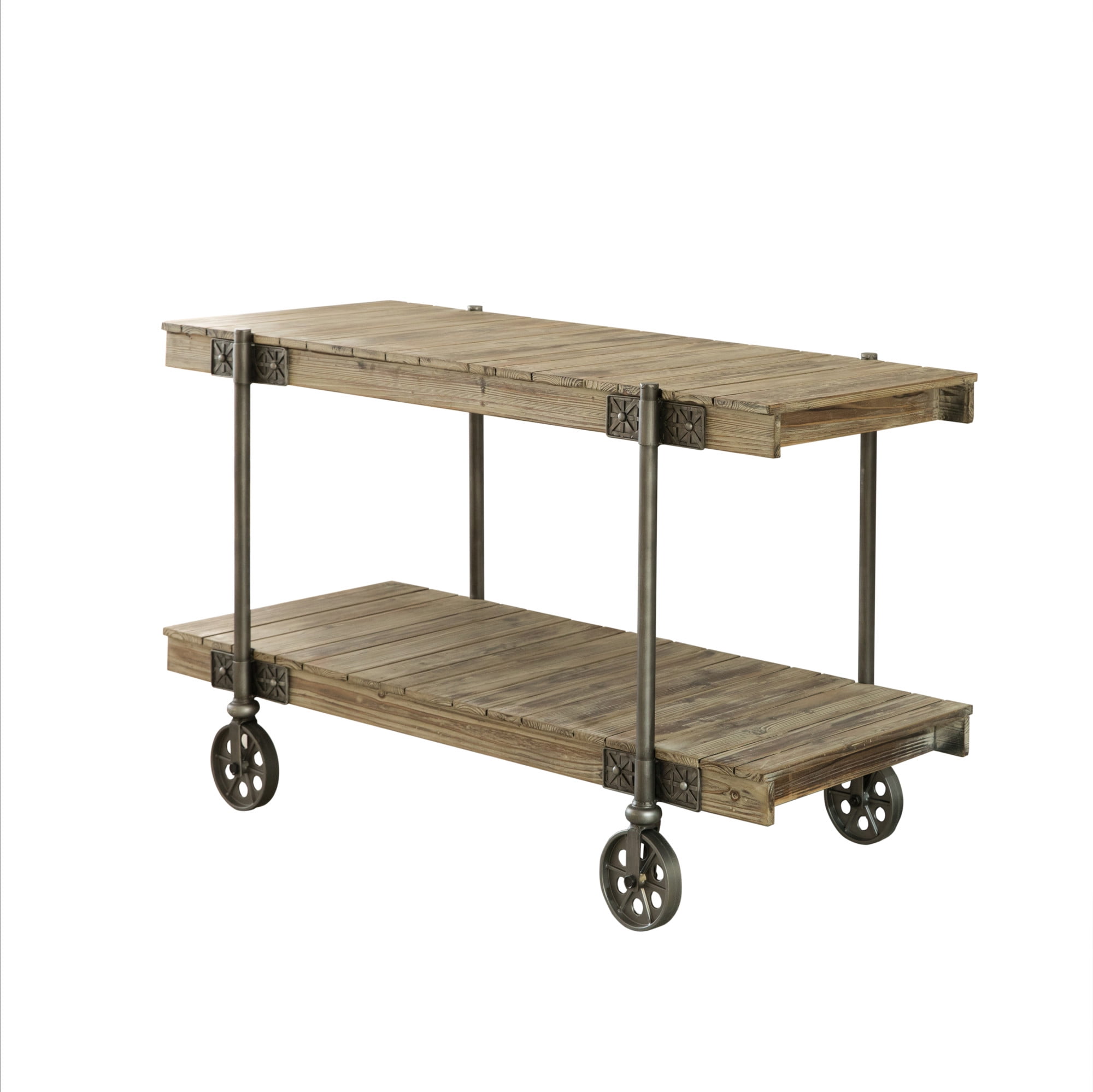 FirsTime & Co. Natural Oxford Factory Cart Console Table, Farmhouse, Weathered, Rectangular, Wood, 50 x 21.5 x 30 in
