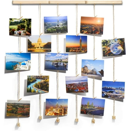 TWING Hanging Photo Display Picture Frames Collage with 30 Clips 26×29 inch - Collage Artworks Prints Multi Pictures Organizer & Hanging Display Frame for Wall Decor Hanging (Best Way To Organize Digital Photos)
