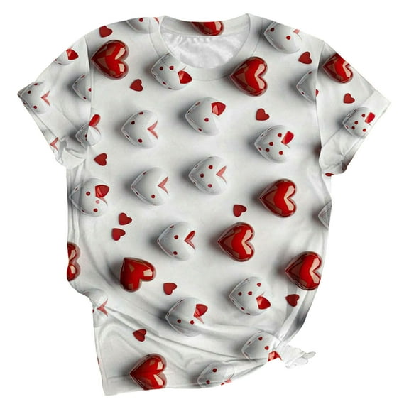 Fesfesfes Womens Tshirts Women's Casual Print Pullover Short Sleeve T-Shirt Tops Shirt Womens Tshirts 4(S)