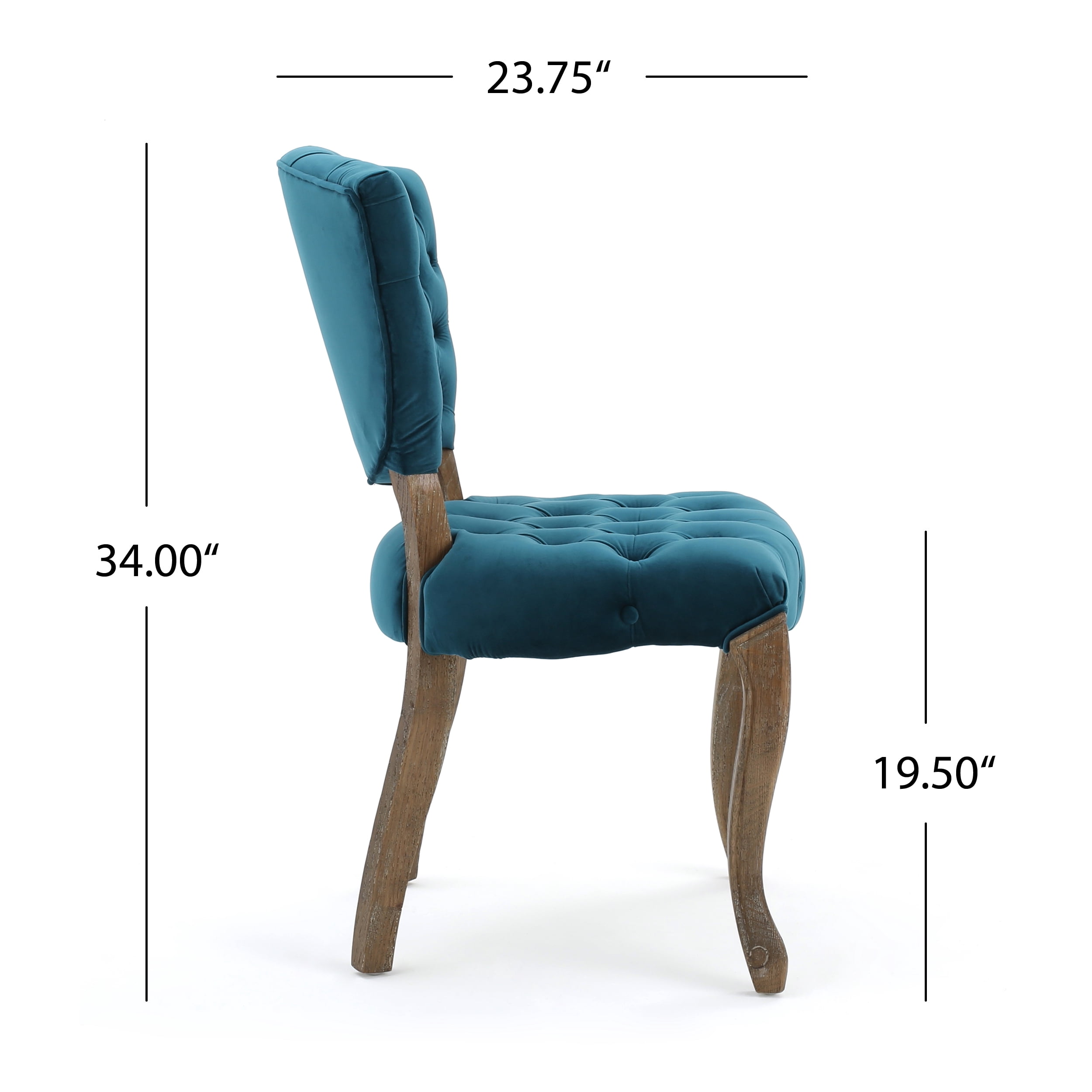 Noble House Sofia Contemporary Velvet Dining Chairs, Set of 2, Dark Teal