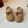 thumbnail image 3 of Mepaouo Kids Suede Clogs Toddlers Boys Girls Pearl Dress Shoes Slip on Mules Flat Mary Jane Khaki 13, 3 of 7