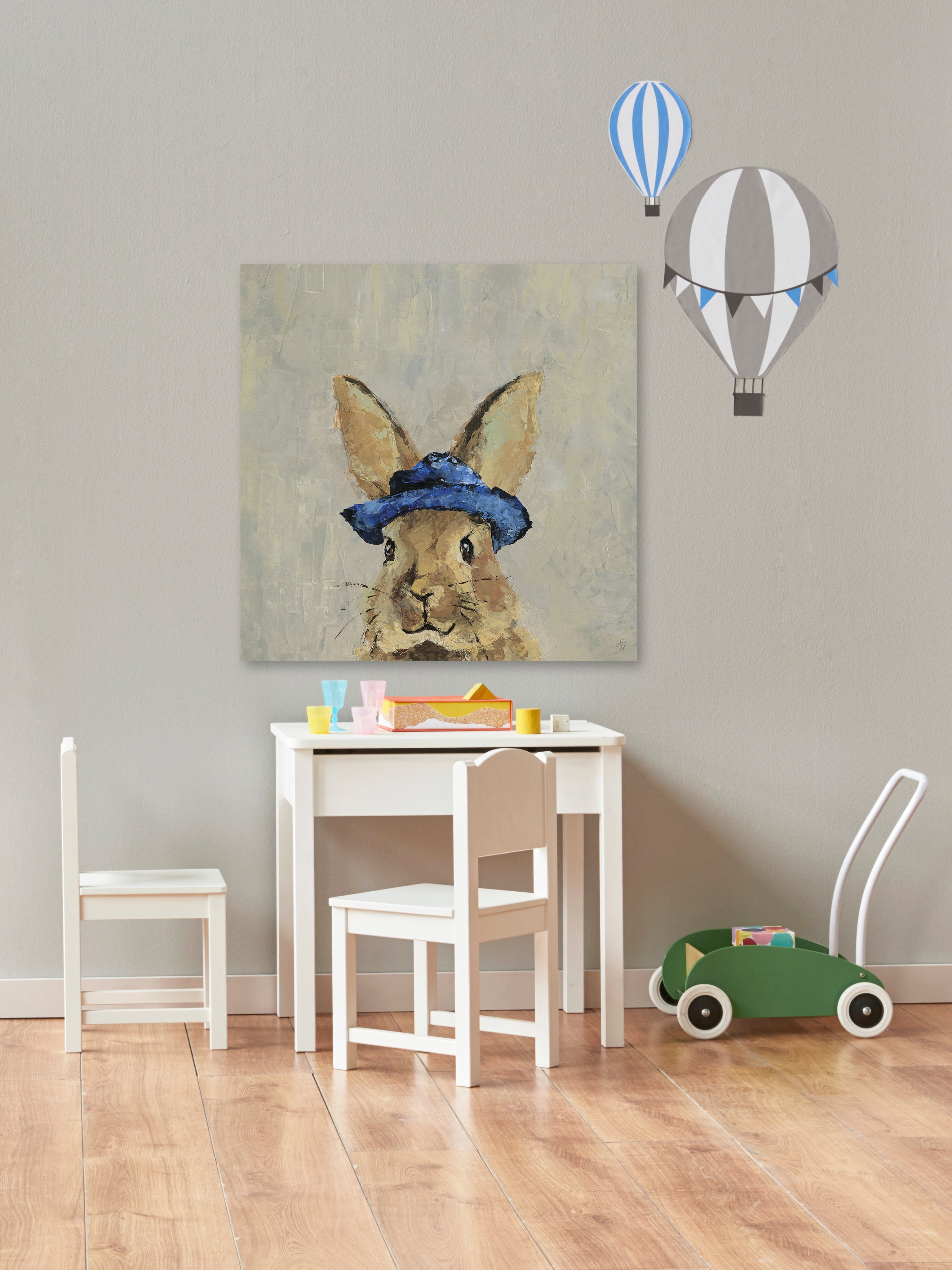Marmont Hill Blue Hat Rabbit Canvas Wall Art