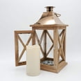 thumbnail image 5 of LumaBase Wooden Lantern with Battery Operated Candle with Amber Light - Natural with Copper Roof, 5 of 5