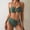 Army Green, variant on PWPSG Strapless Bandeau Bikini with Metal Ring Detail and Cross Over High Waist Bottom Two Piece Swimsuit Brown L