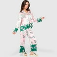 thumbnail image 6 of Lounge Women's Floral Satin Pajama Set with Button-Up Long Sleeve Top and Matching Pants - Small, Pink, 6 of 7