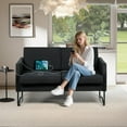 thumbnail image 4 of STHOUYN 51” Small Loveseat Sofa for Small Spaces, Comfy Black Couch with 2 USB Ports, Modern 2 Person Loveseats for Living Room Bedroom, Mini Teen Office Couch (Black), 4 of 9