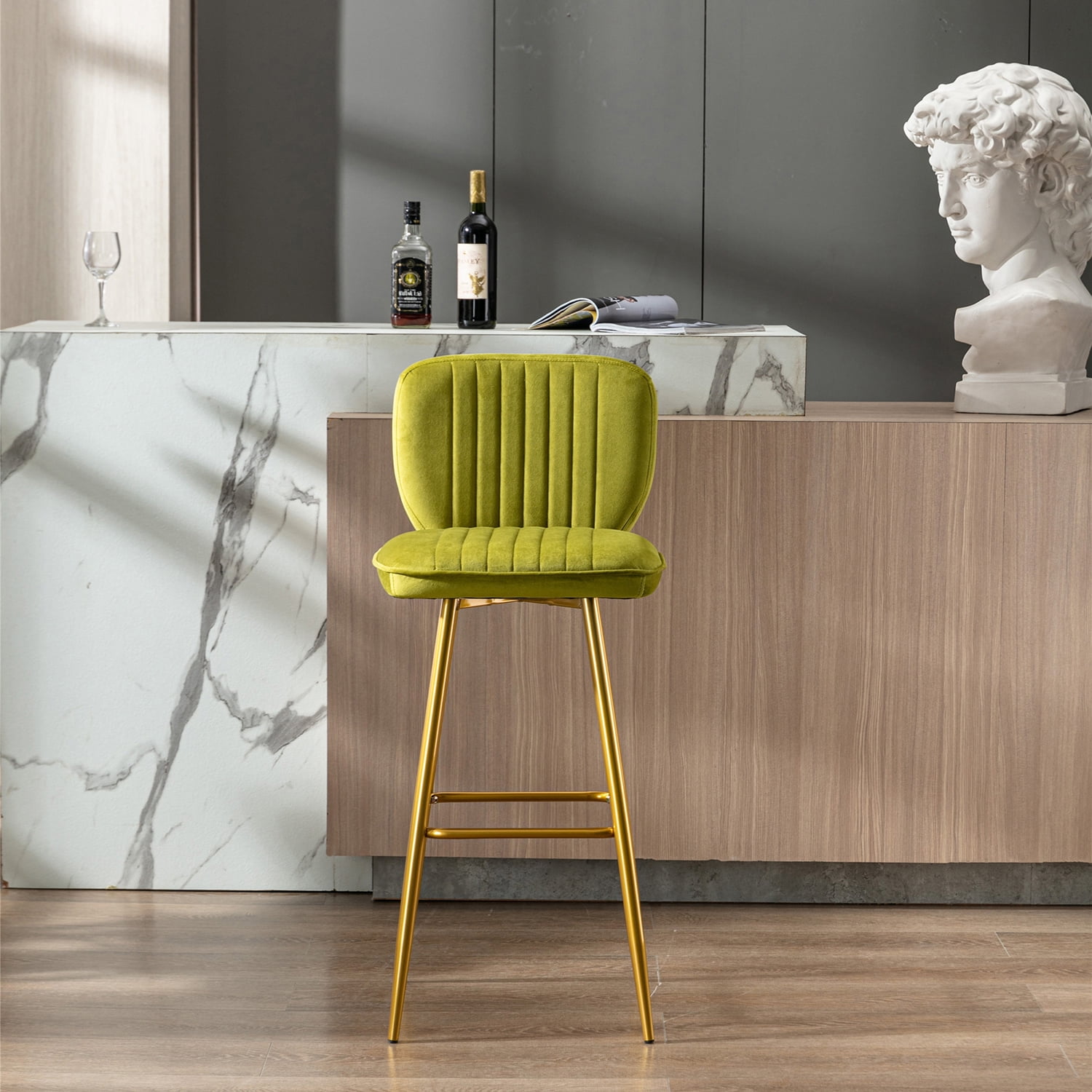 Kepooman Modern Design Bar Stools Set of 1 with Back for Bar Counter, Green Kepooman Modern Design Bar Stools Set of 1 with Back for Bar Counter, Green