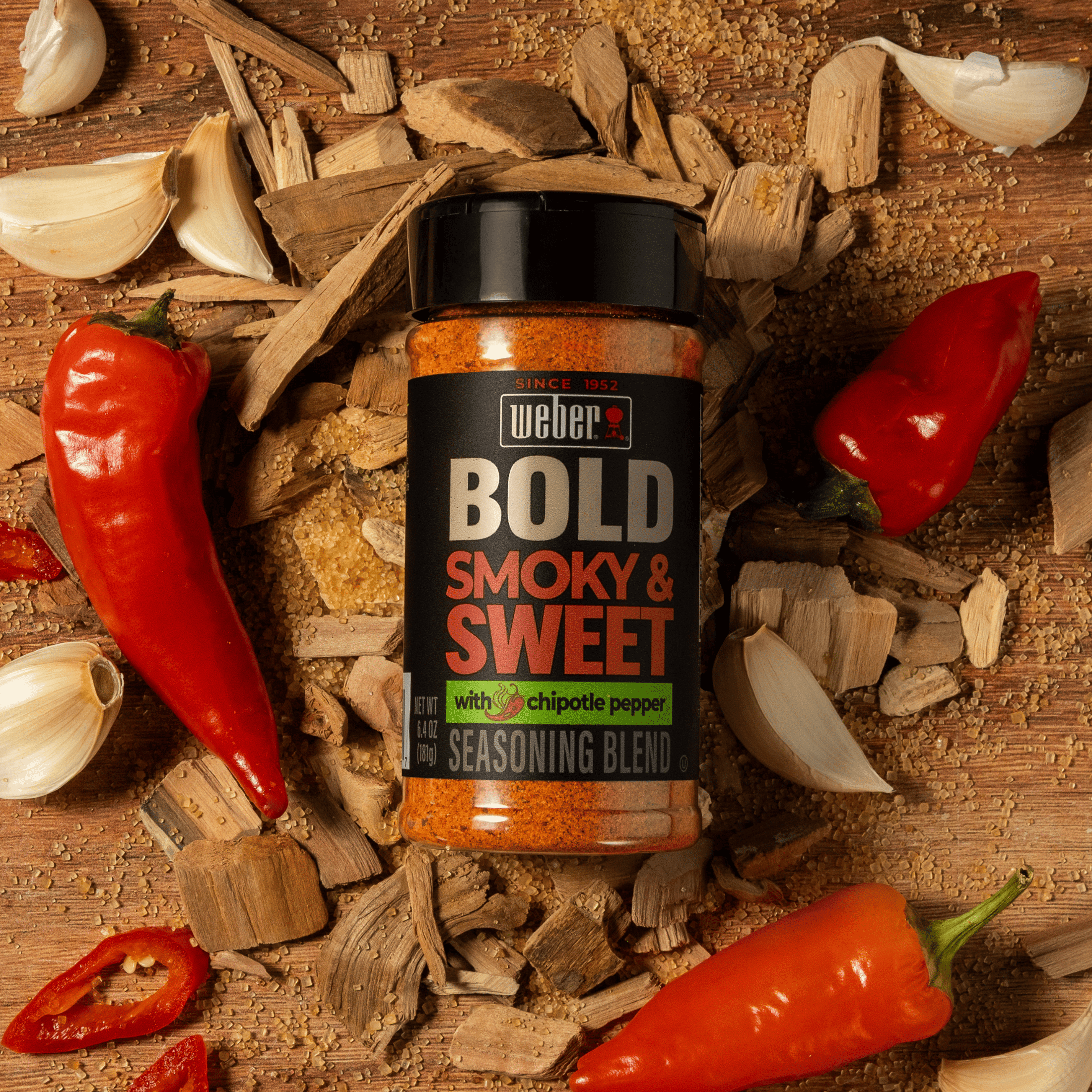 (3 pack) Weber BOLD Smoky & Sweet Seasoning with Chipotle Pepper, Seasoning Blend, 6.4 oz Bottle