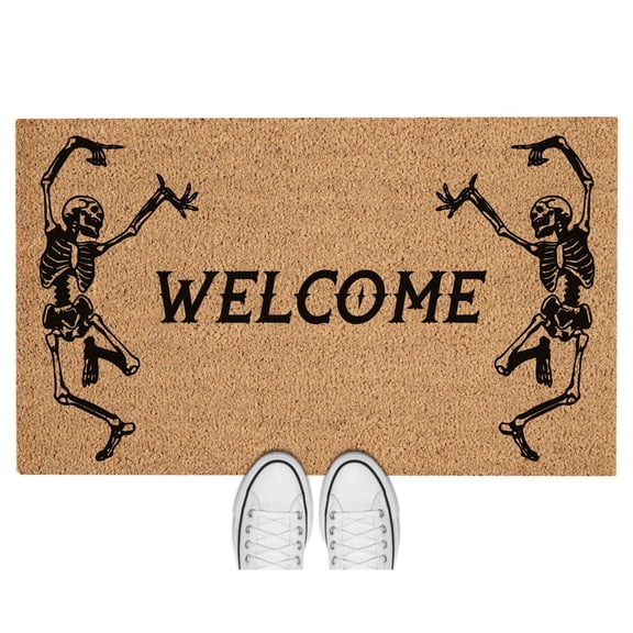 Doormat Skeleton Welcome Mat Candy Gift For Spooky Gift For Fall Deco (18" x 30") #5164