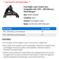 thumbnail image 2 of Front Right Lower Control Arm - Compatible with 1995 - 2002 Mercury Grand Marquis 1996 1997 1998 1999 2000 2001, 2 of 2