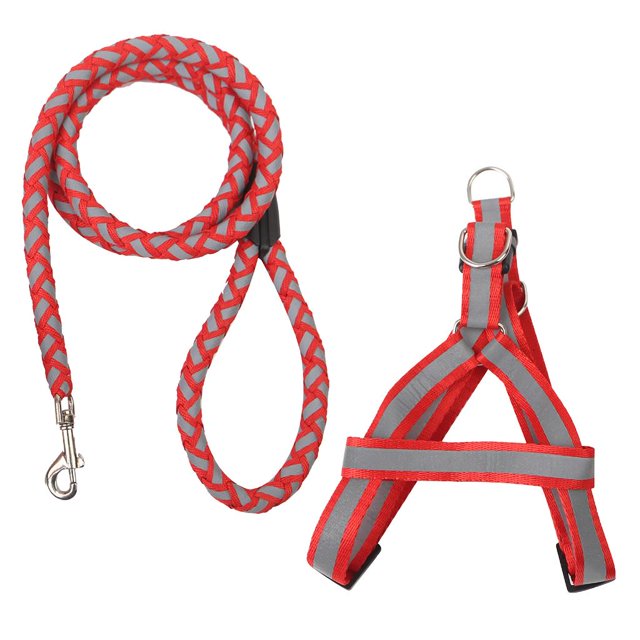 Brillante conjunto de arnés de perro Puppy Leash Training Collar Traction Rope Red Sunnimix Set de arnés de perro