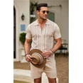 thumbnail image 5 of Men's 2 Piece Outfit Summer Outfits Fashion Casual Short Sleeve Polo Suit Vintage Short Sleeve Button Down Knit  Shirts Casual Beach Shorts Sets, 5 of 7