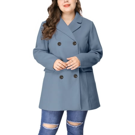 MODA NOVA Juniors Plus Size Winter Warm Double Breasted Mid-Length Coat