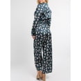 thumbnail image 4 of Just Sexy Lingerie Women's Long Sleeve Wrap Top and Pant Sleepwear Set, Navy, 4 of 5